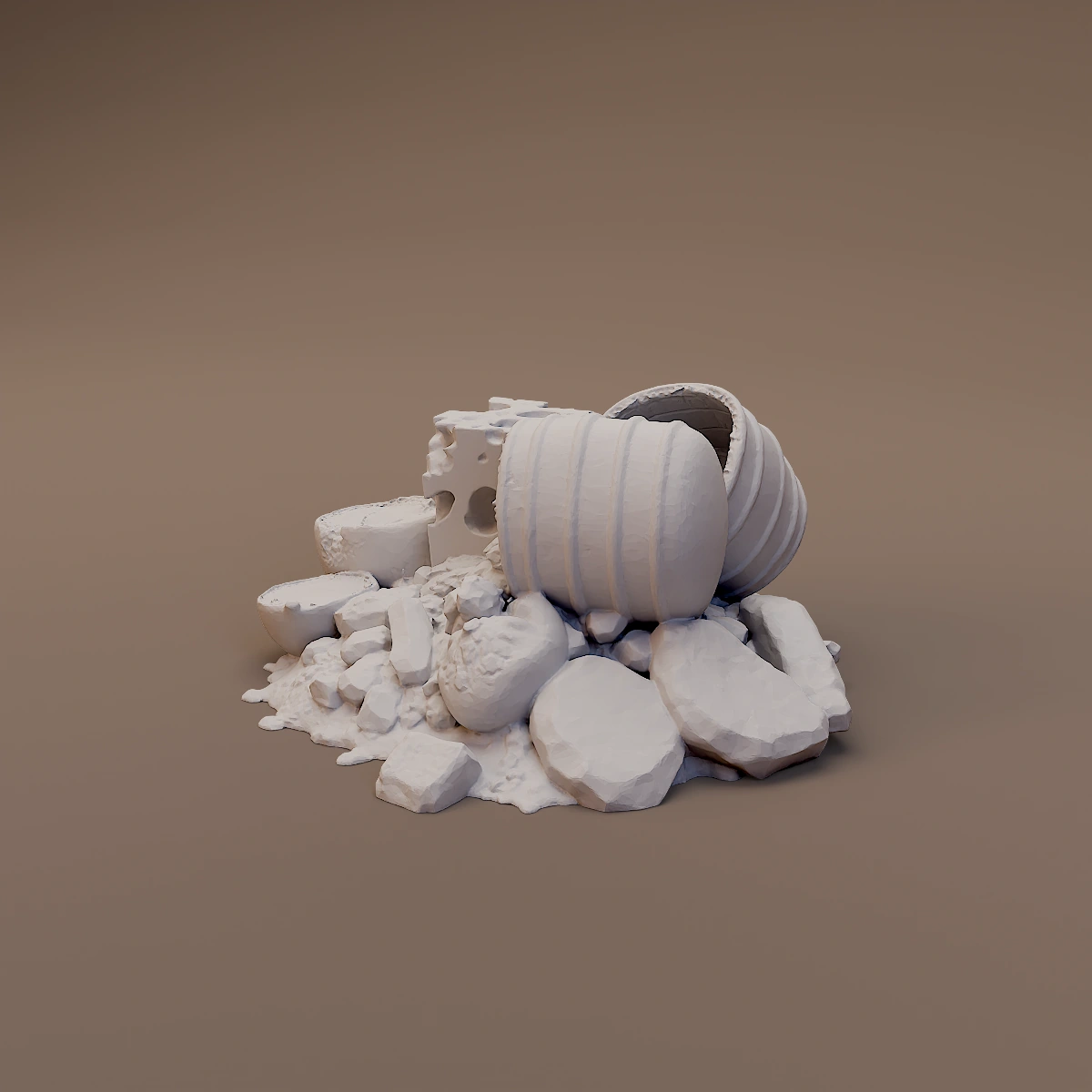 Smashed Barrel and Stones