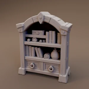 Arched Bookcase with Drawers