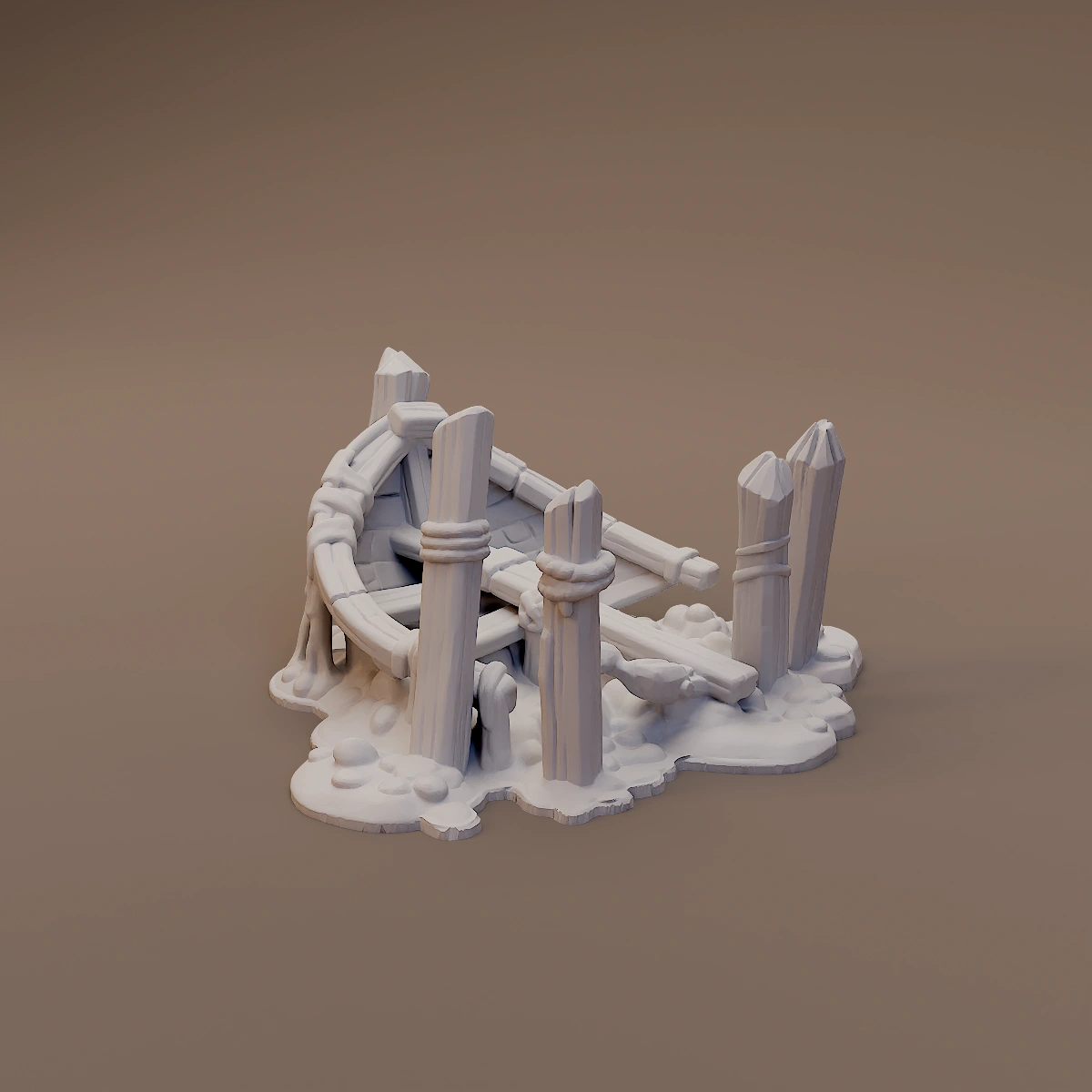 Broken Boat on Muddy Ground