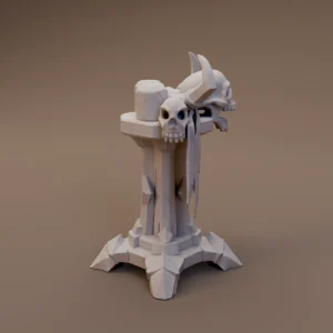 Skull Topped Candle Pedestal