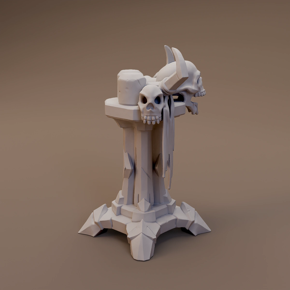Skull Topped Candle Pedestal