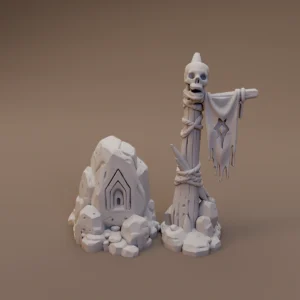 Skull Totem and Rune Stone