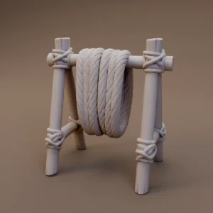 Rope Coil on Wooden Rack