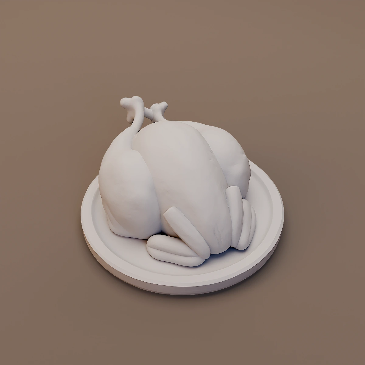 Whole Roast Fowl on Plate