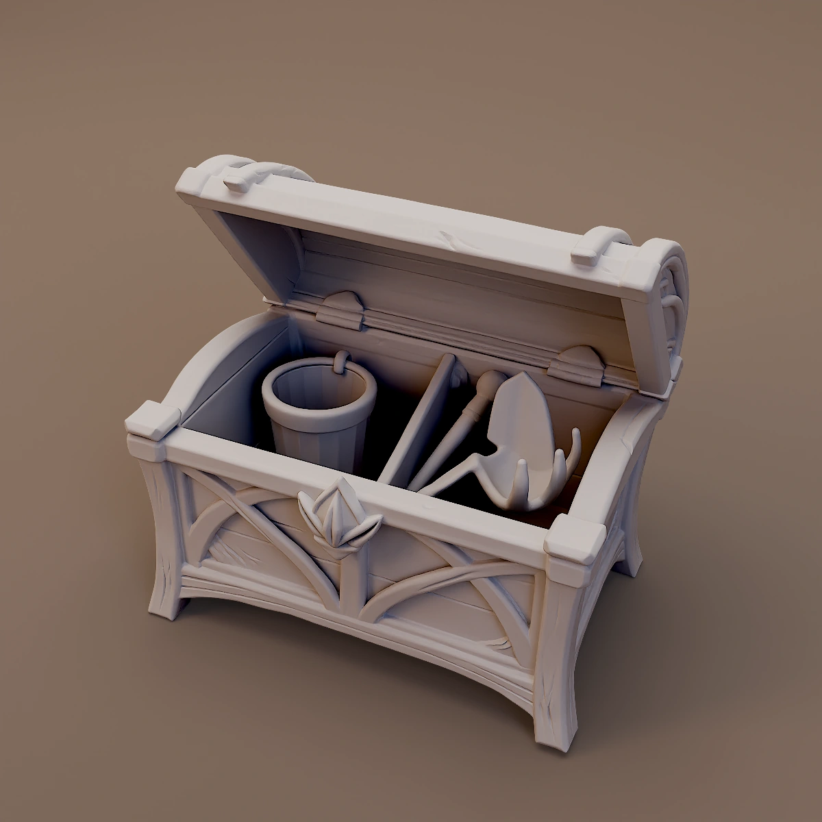 Open Leaf Carved Chest