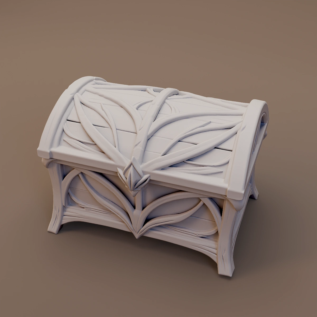 Leaf Carved Storage Chest