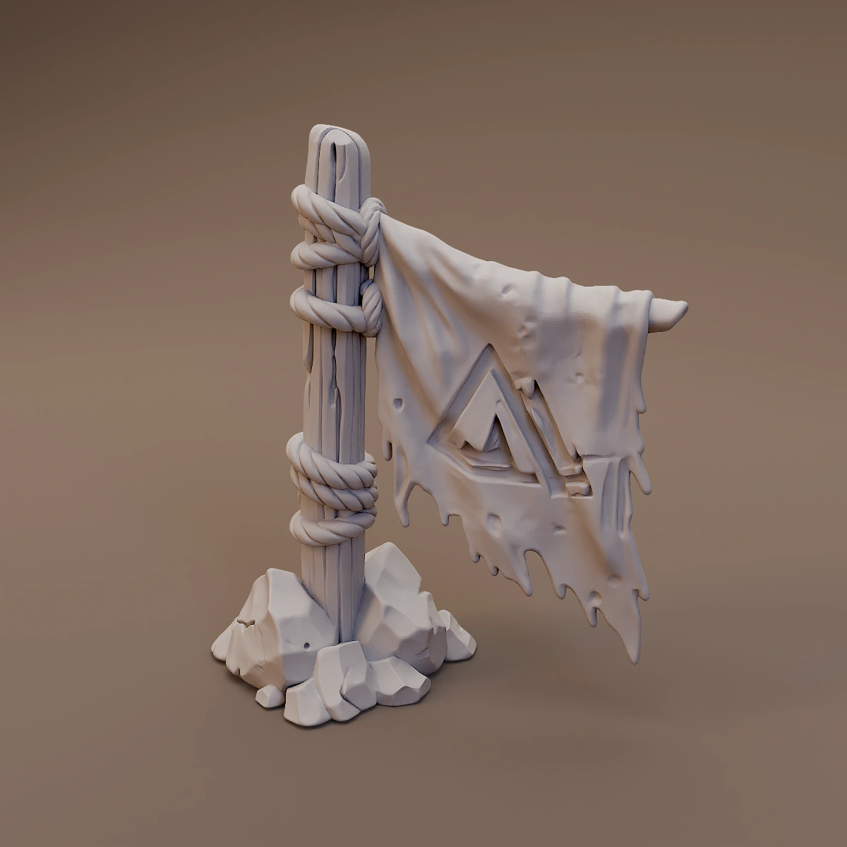 Torn Banner on Rocky Base
