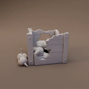 Damaged Storage Crate with Rats