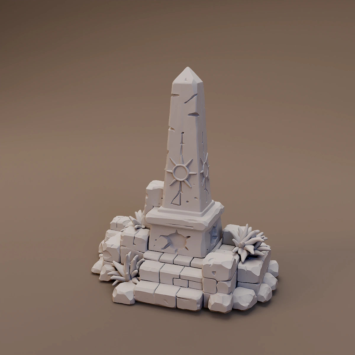 Carved Stone Obelisk