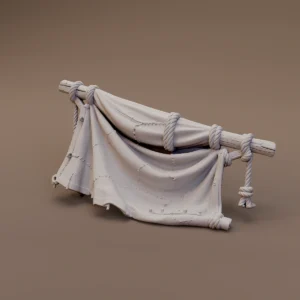 Torn Sailcloth on Wooden Frame