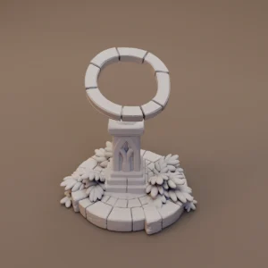 Stone Sundial with Flowers