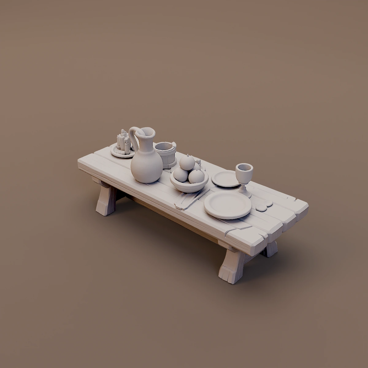 Dining Table with Serving Items