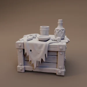 Cloth Covered Crate with Jugs