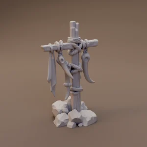 Wooden Totem on Rocky Base