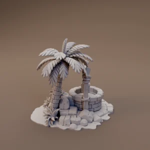 Palm Tree and Stone Well