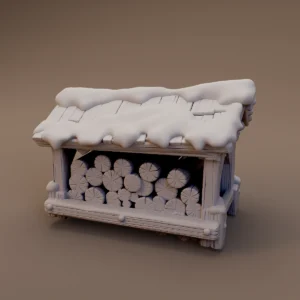 Snow Covered Firewood Shelter