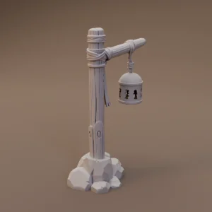 Wooden Lantern Post on Rocks