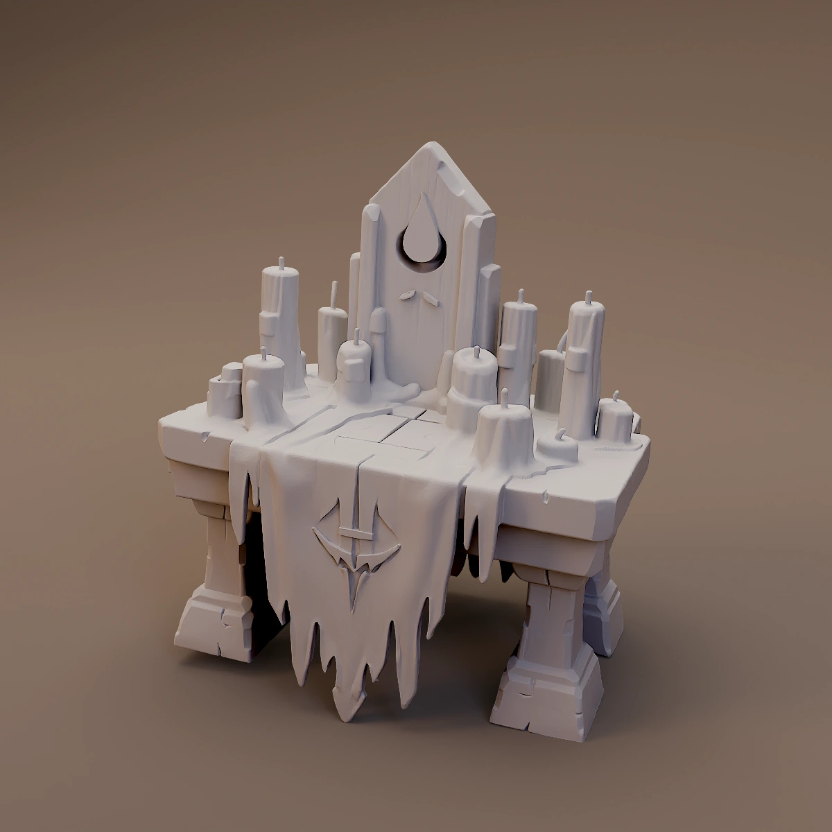 Crescent Ritual Altar with Candles