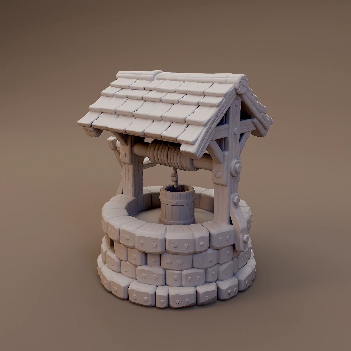 Wooden Roofed Stone Well