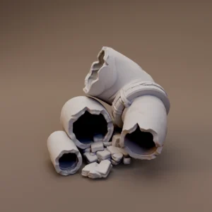 Broken Sewer Pipe Pile