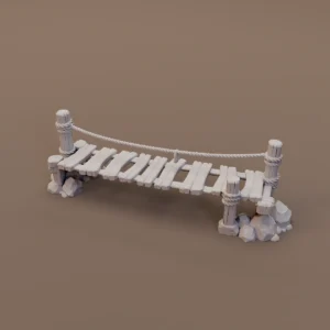 Wooden Plank Bridge on Stone Supports