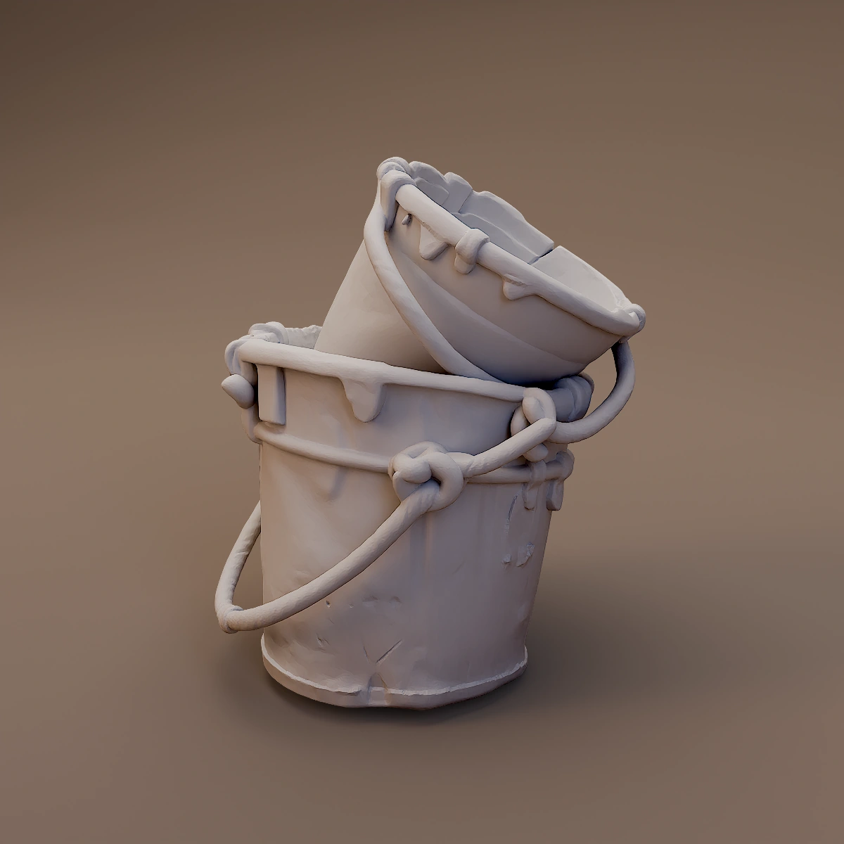 Stacked Wooden Buckets