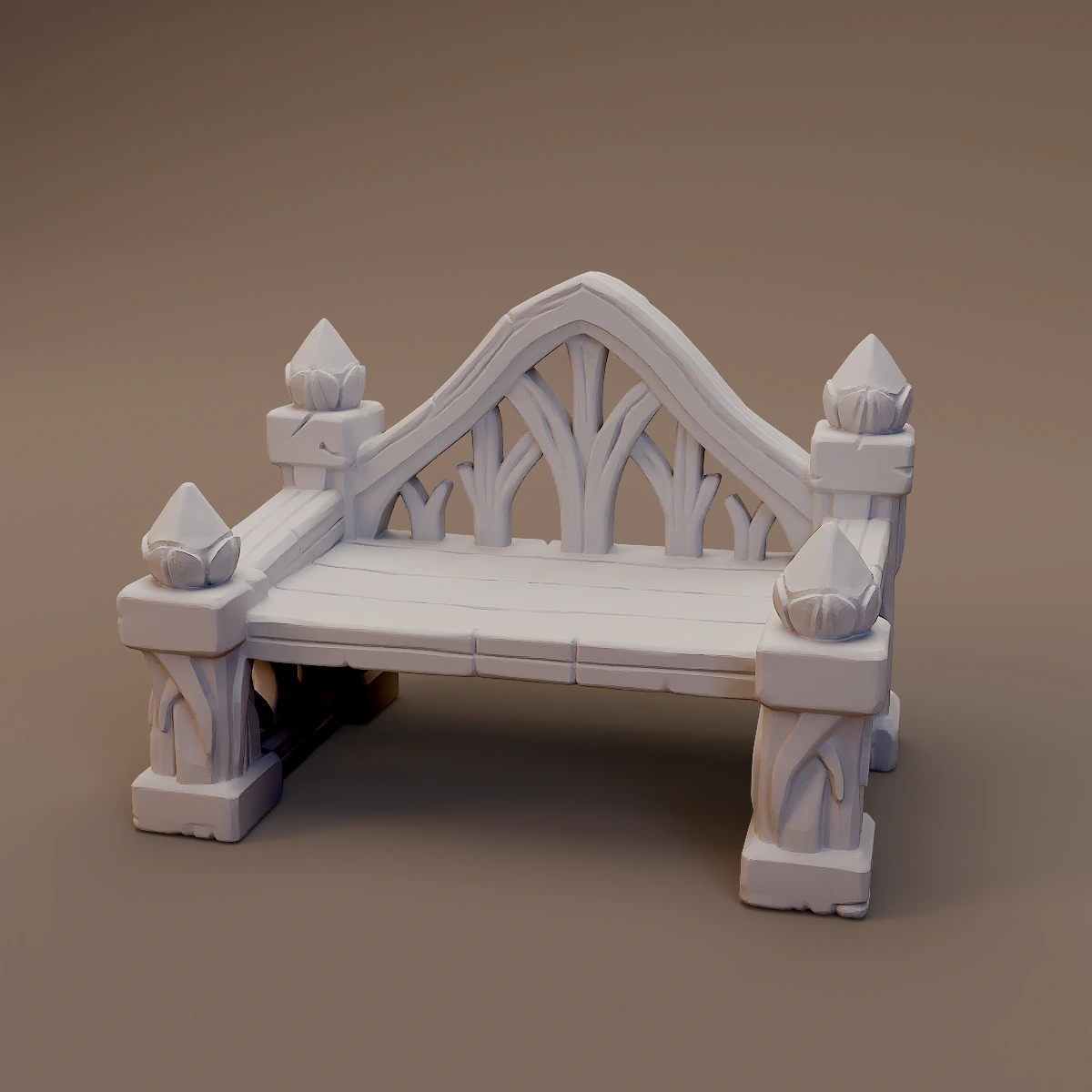 Gothic Carved Garden Bench