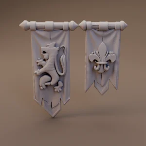 Lion and Fleur De Lis Banners