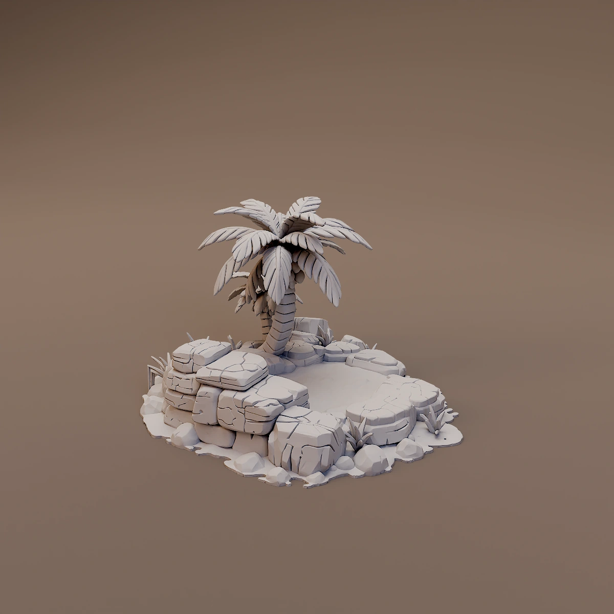 Palm Tree and Ruined Platform