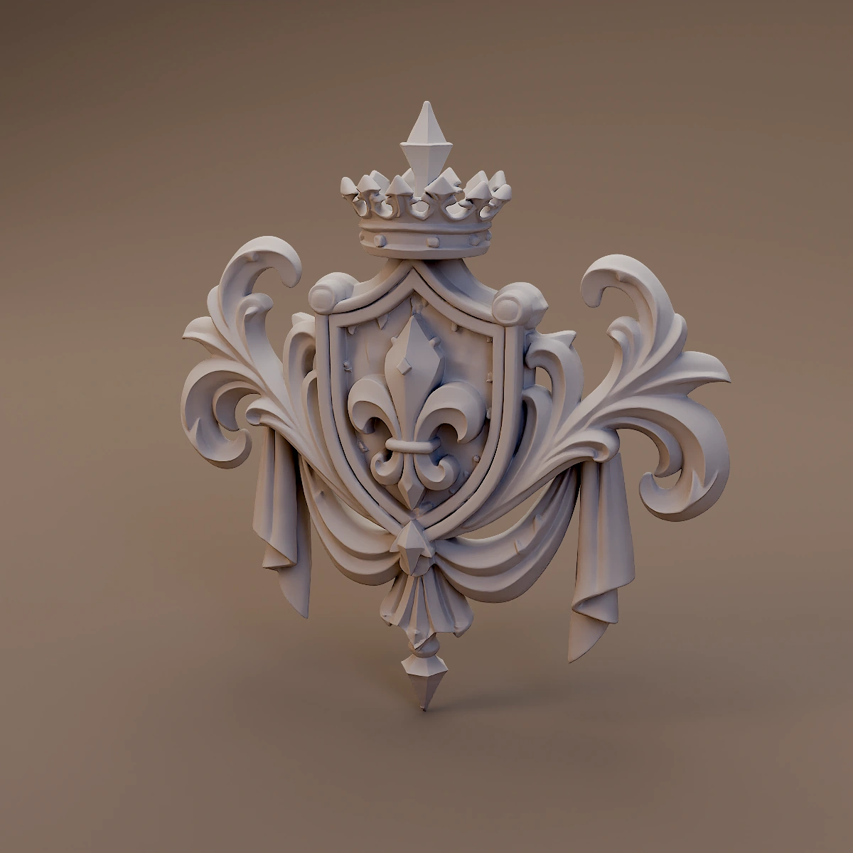 Crowned Fleur De Lis Wall Crest