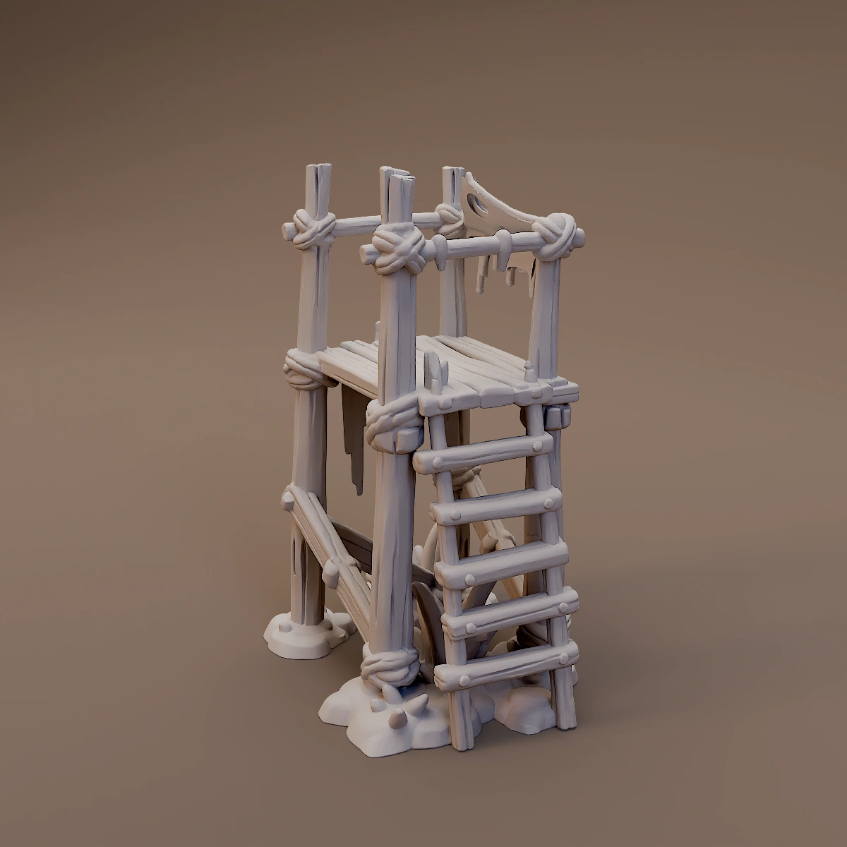 Wooden Lookout Platform with Ladder