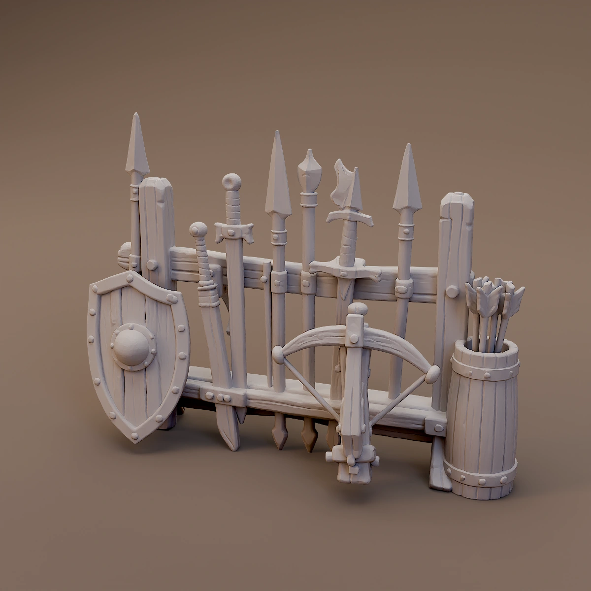 Weapons Shield and Barrel Rack