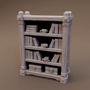 Wooden Bookcase with Books