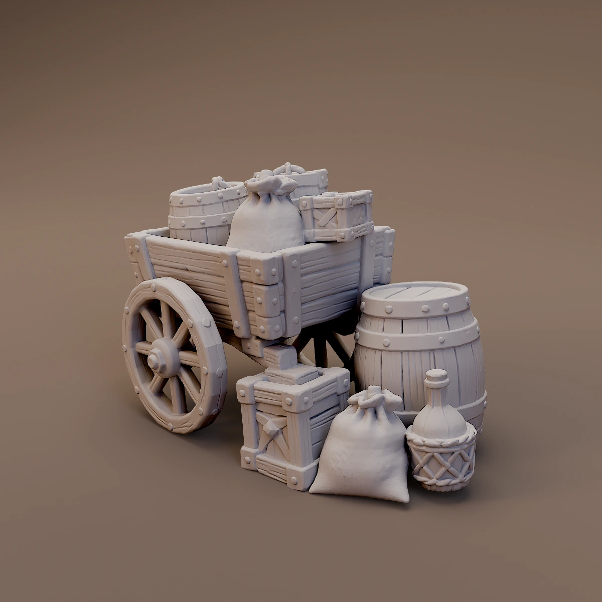 Supply Cart and Barrels