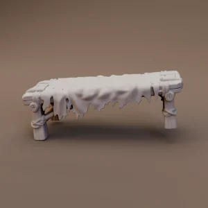 Hide Draped Wooden Bench