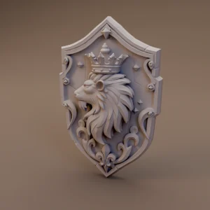 Crowned Lion Heraldic Shield