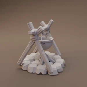 Empty Cooking Tripod and Firepit