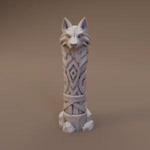 Wolf Head Totem Post