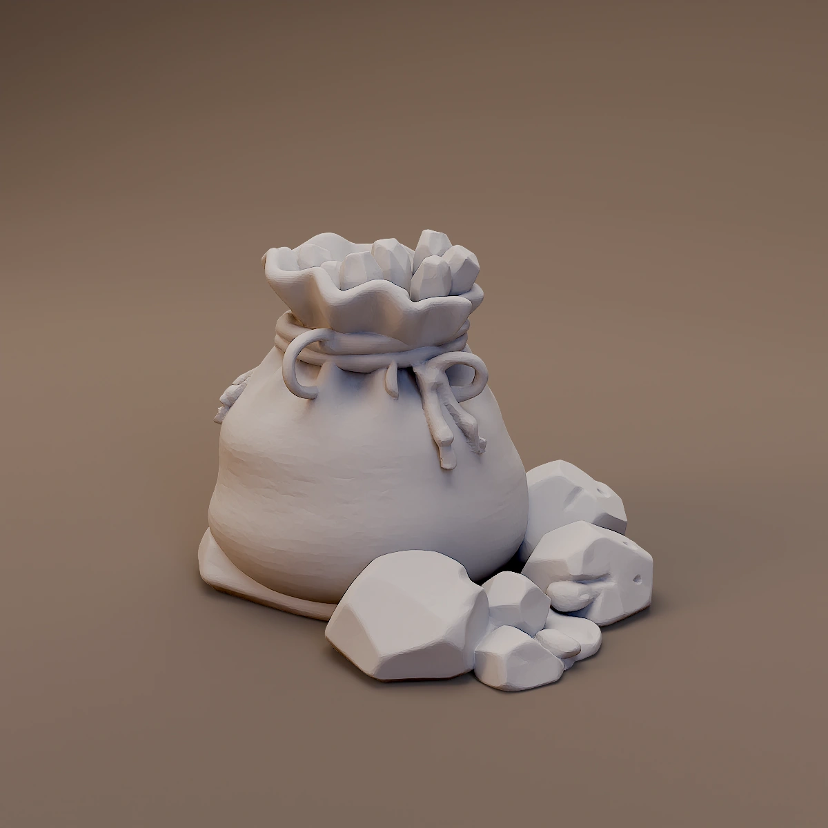 Tied Supply Sack and Stones