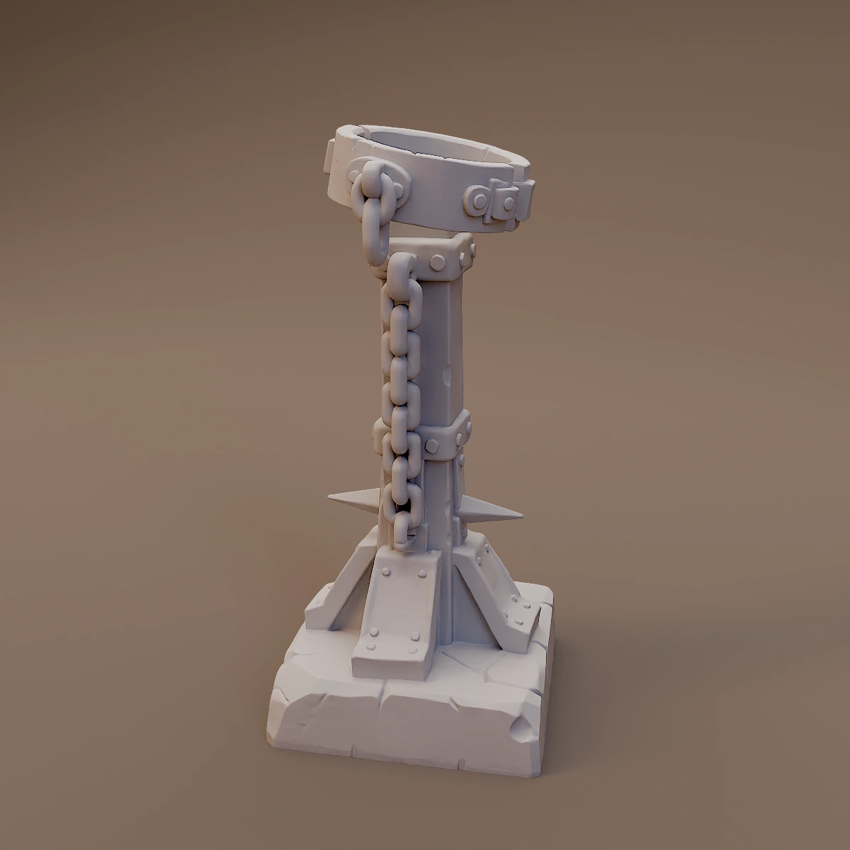 Chain Hanging from Stone Post