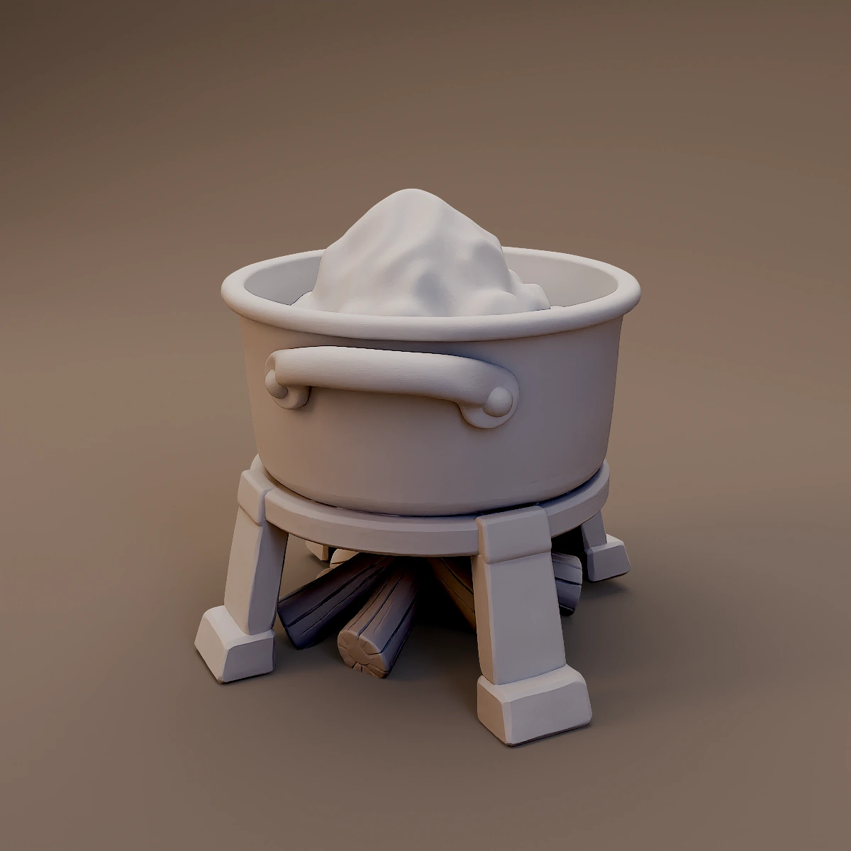 Cooking Pot on Wooden Stand