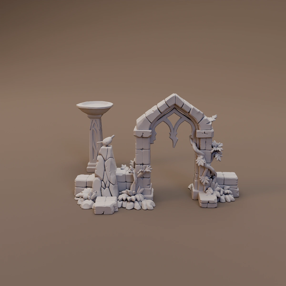 Ruined Garden Arch and Pedestal