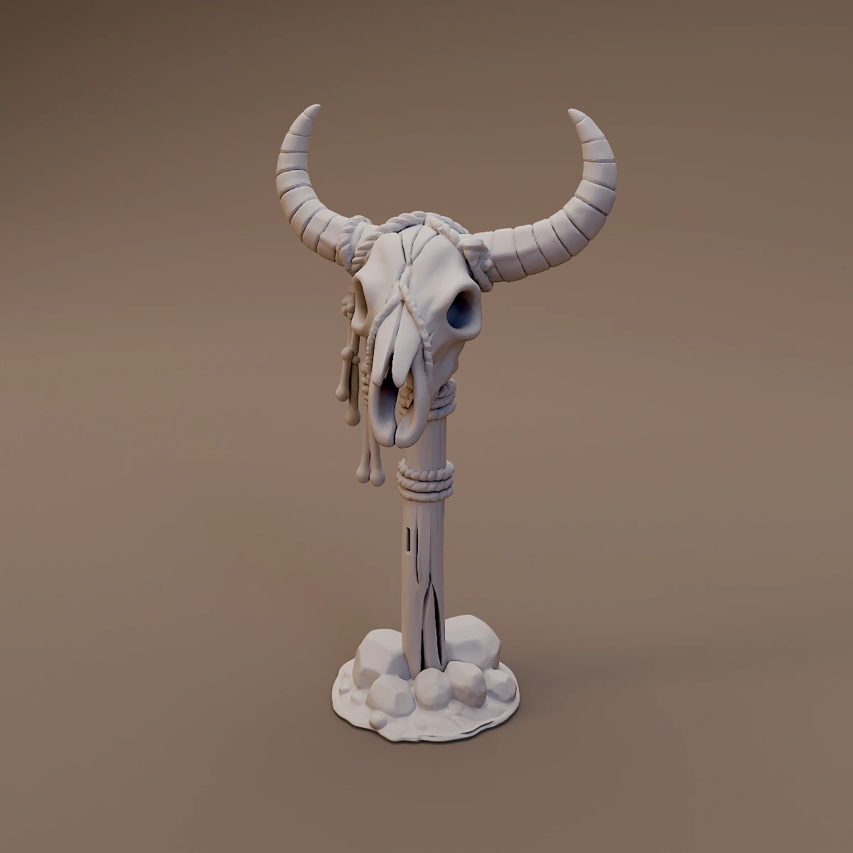 Horned Skull on Post