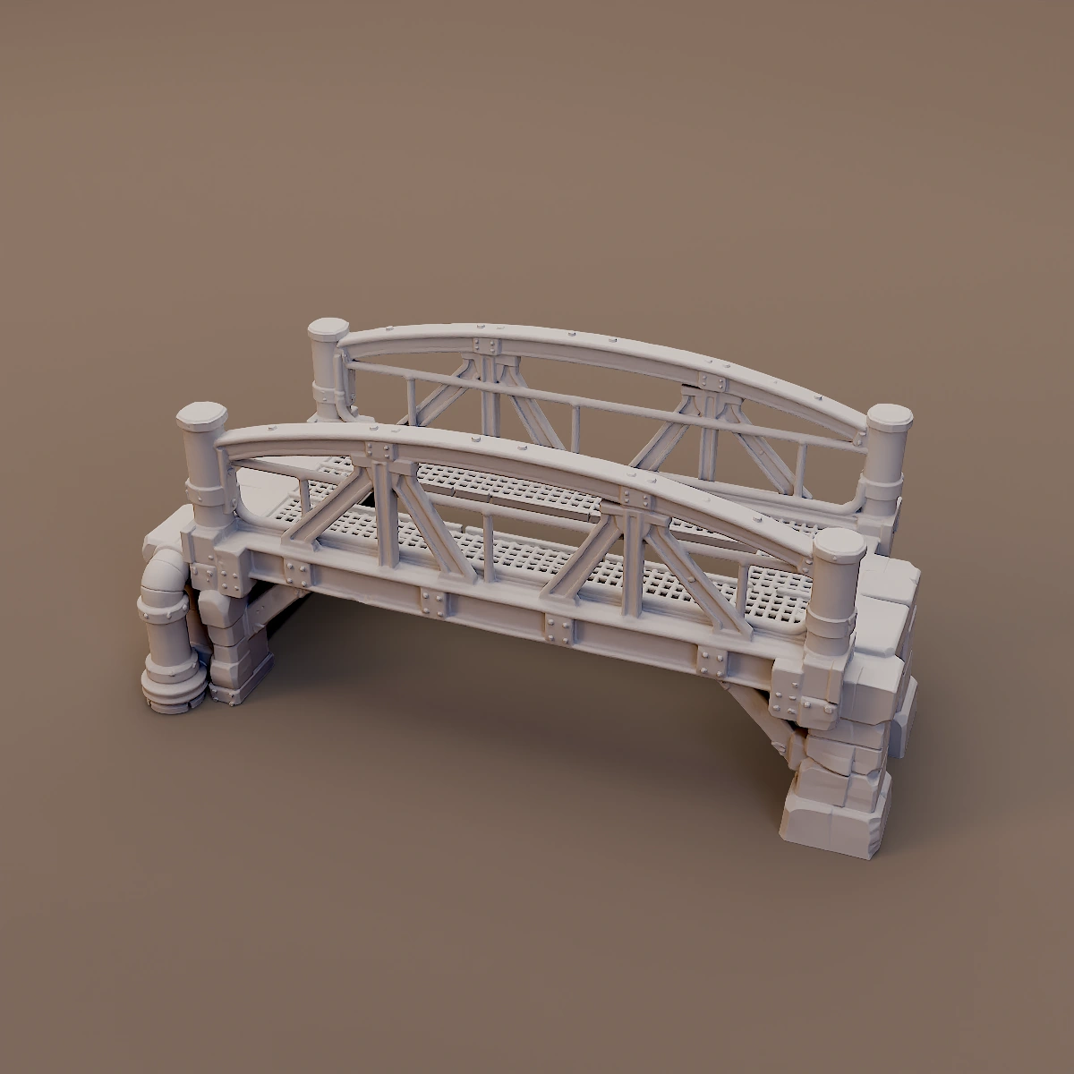 Arched Railing Stone Bridge