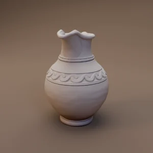 Scalloped Rim Clay Vase