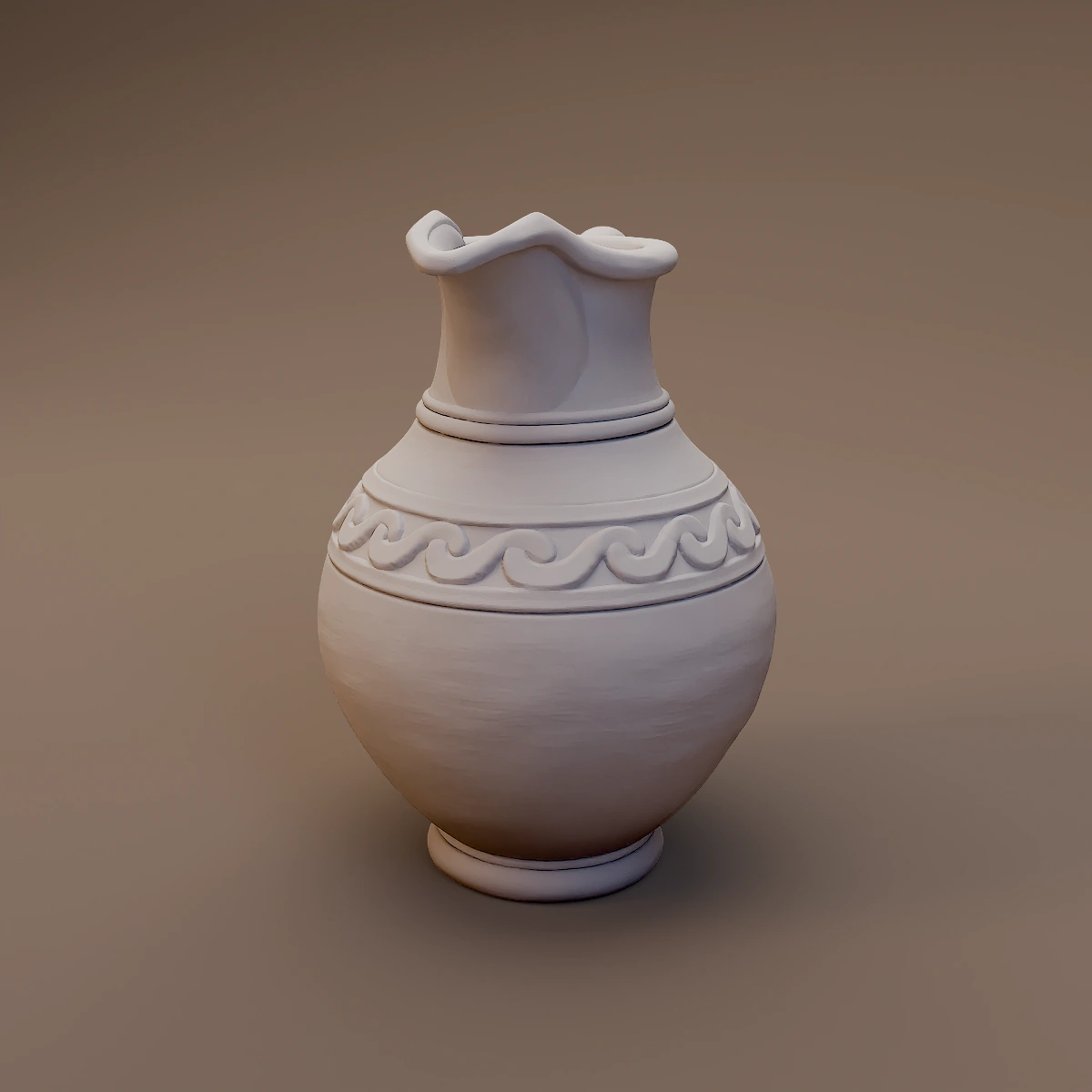 Scalloped Rim Clay Vase
