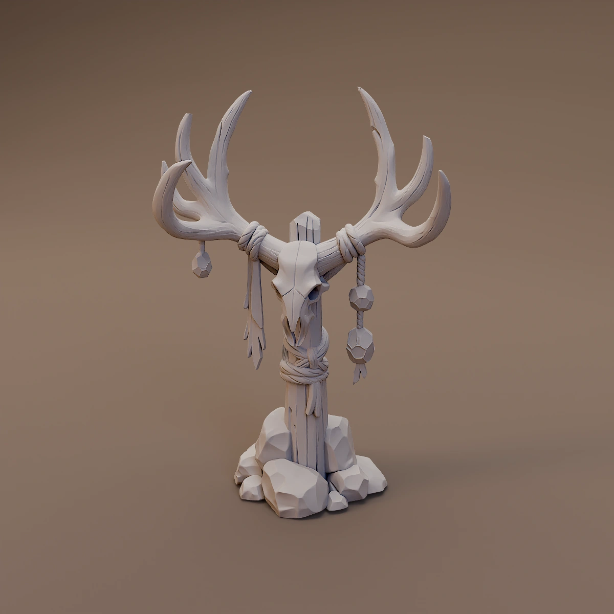 Antlered Animal Skull Totem