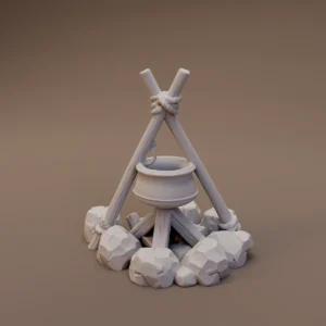 Tripod Cooking Pot and Rocks