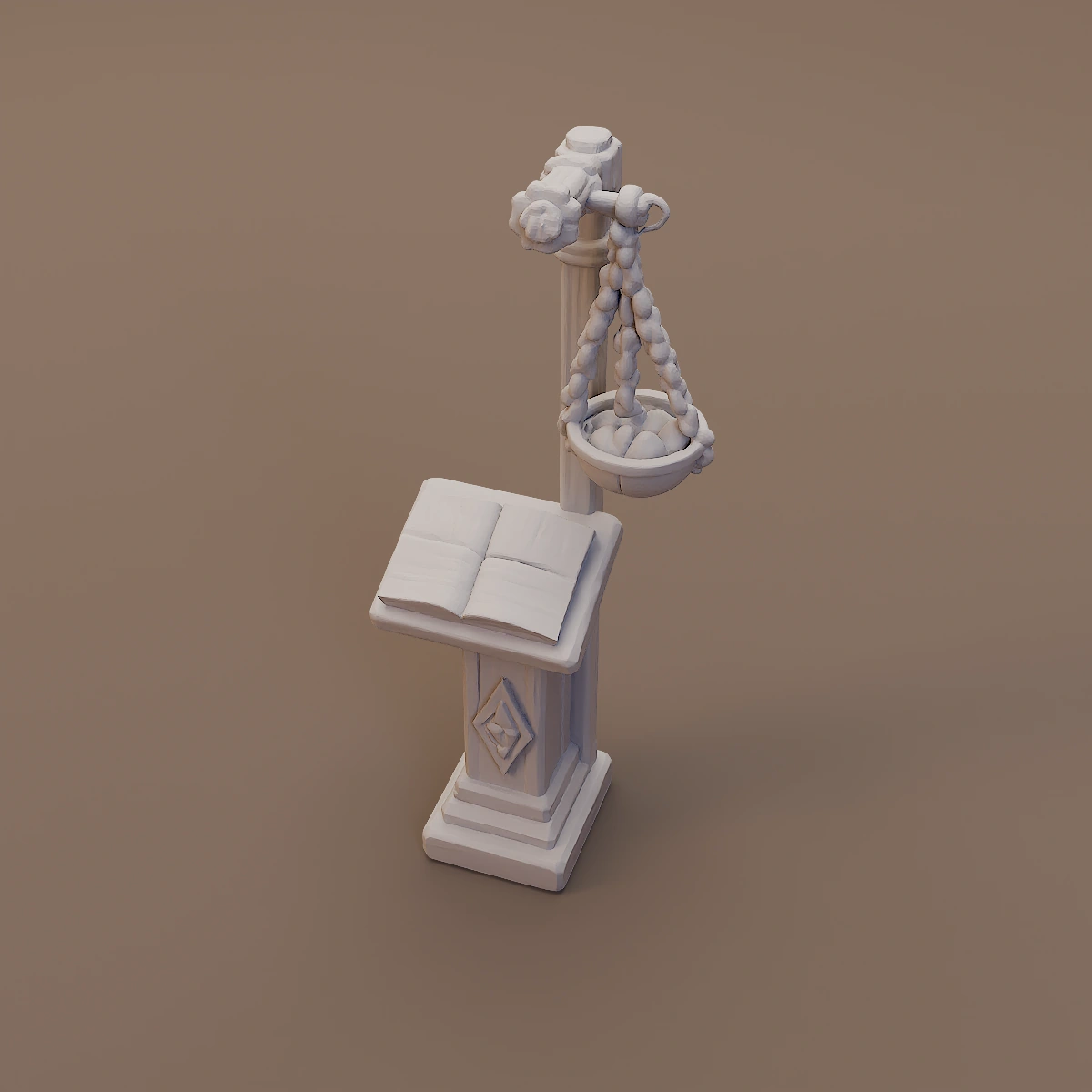 Book and Hanging Incense Pedestal