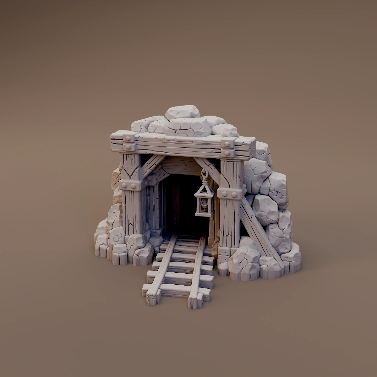 Rock Mine Entrance and Tracks